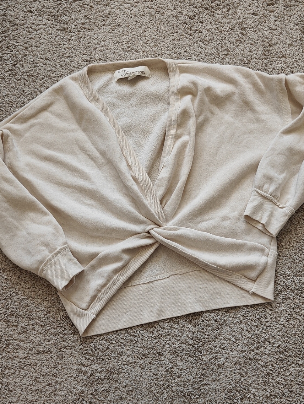 Vintage Harway Cream Off The  Shoulder Sweatshirt